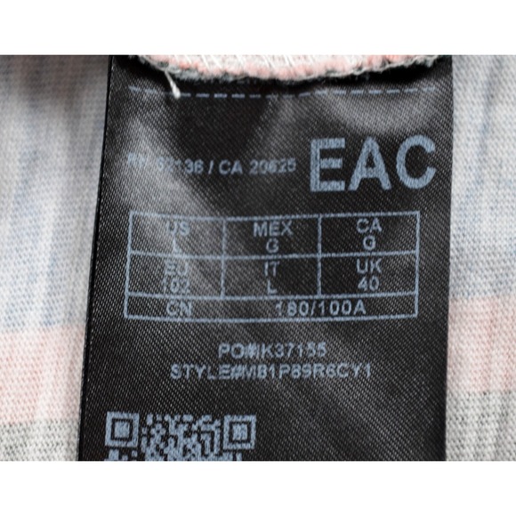 Guess LA Striped T-Shirt‎ Short Sleeve Embroidered Logo &  American Flag Men's L - Picture 10 of 13